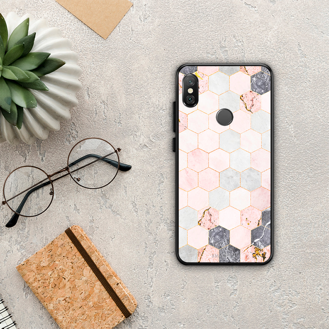 Marble Hexagon Pink - Xiaomi Redmi Note 5 case