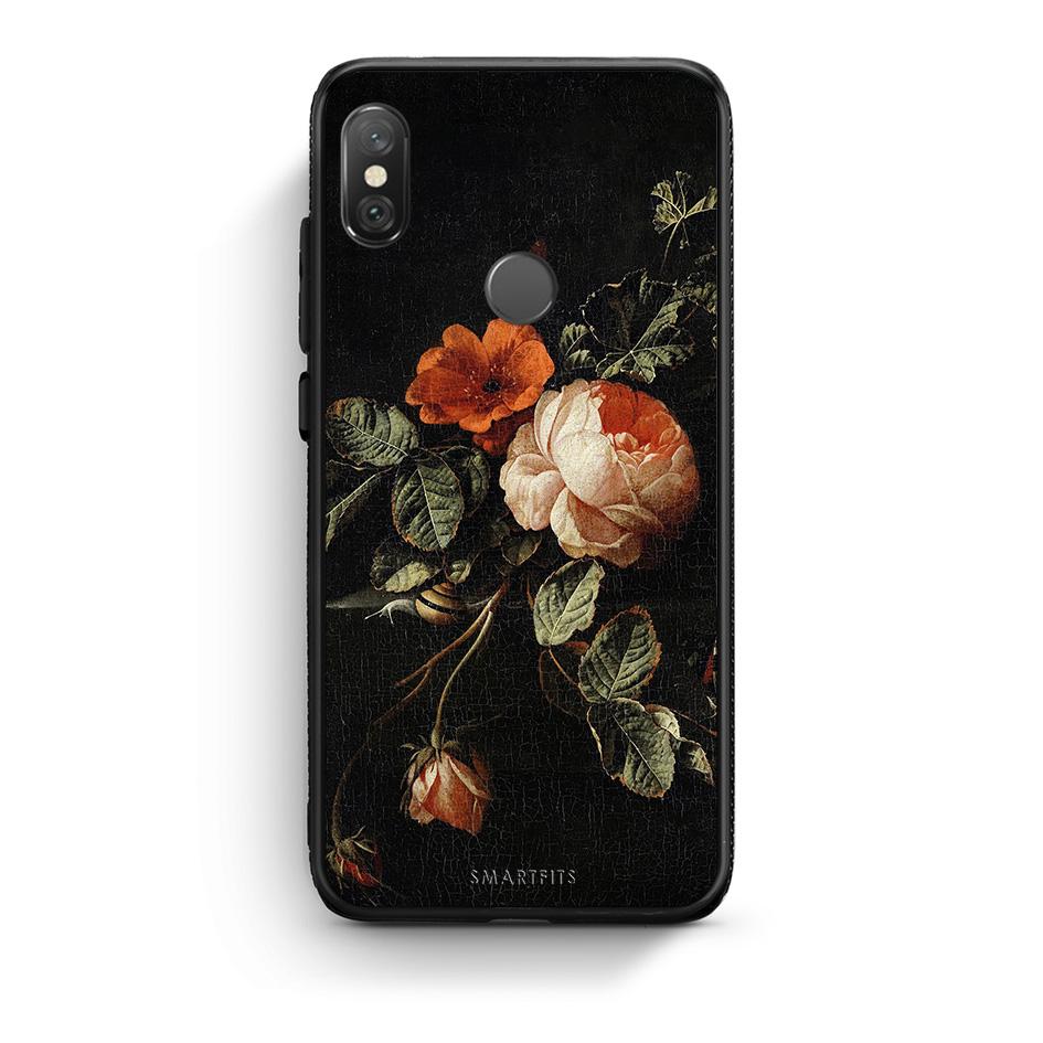 Xiaomi Redmi Note 5 Vintage Roses θήκη από τη Smartfits με σχέδιο στο πίσω μέρος και μαύρο περίβλημα | Smartphone case with colorful back and black bezels by Smartfits