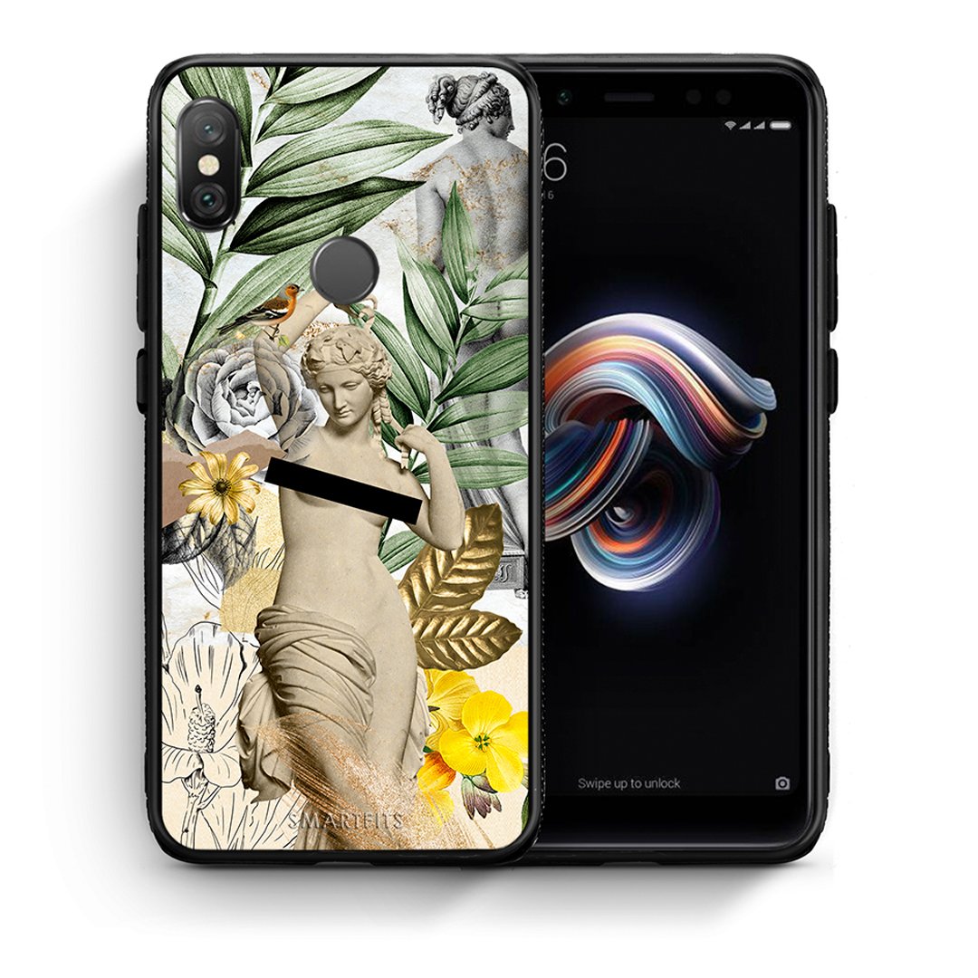 Θήκη Xiaomi Redmi Note 5 Woman Statue από τη Smartfits με σχέδιο στο πίσω μέρος και μαύρο περίβλημα | Xiaomi Redmi Note 5 Woman Statue case with colorful back and black bezels
