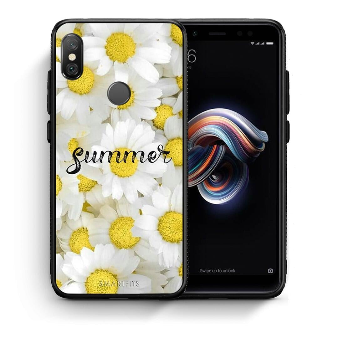 Θήκη Xiaomi Redmi Note 5 Summer Daisies από τη Smartfits με σχέδιο στο πίσω μέρος και μαύρο περίβλημα | Xiaomi Redmi Note 5 Summer Daisies case with colorful back and black bezels