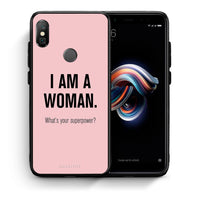 Thumbnail for Θήκη Xiaomi Redmi Note 5 Superpower Woman από τη Smartfits με σχέδιο στο πίσω μέρος και μαύρο περίβλημα | Xiaomi Redmi Note 5 Superpower Woman case with colorful back and black bezels