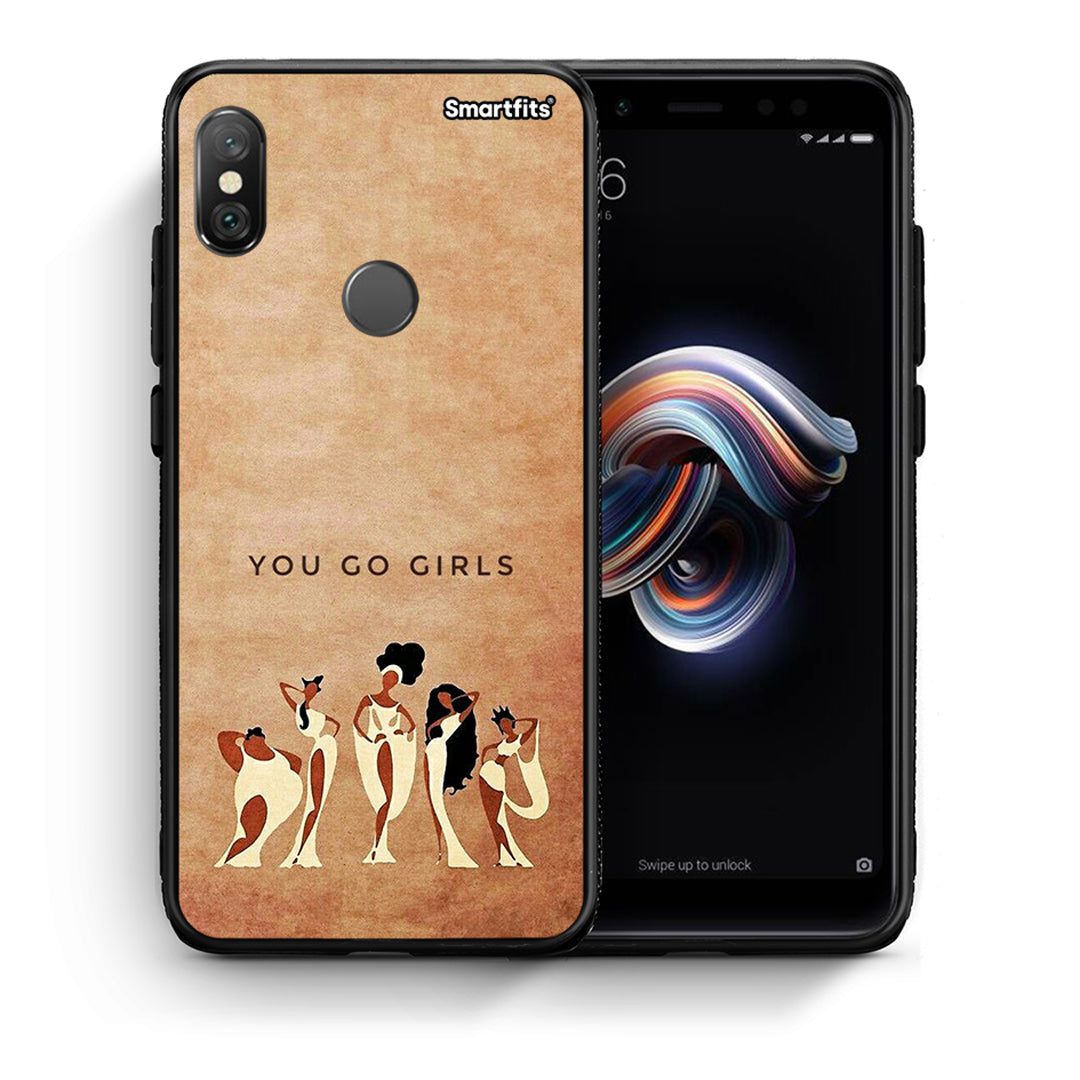 Θήκη Xiaomi Redmi Note 5 You Go Girl από τη Smartfits με σχέδιο στο πίσω μέρος και μαύρο περίβλημα | Xiaomi Redmi Note 5 You Go Girl case with colorful back and black bezels