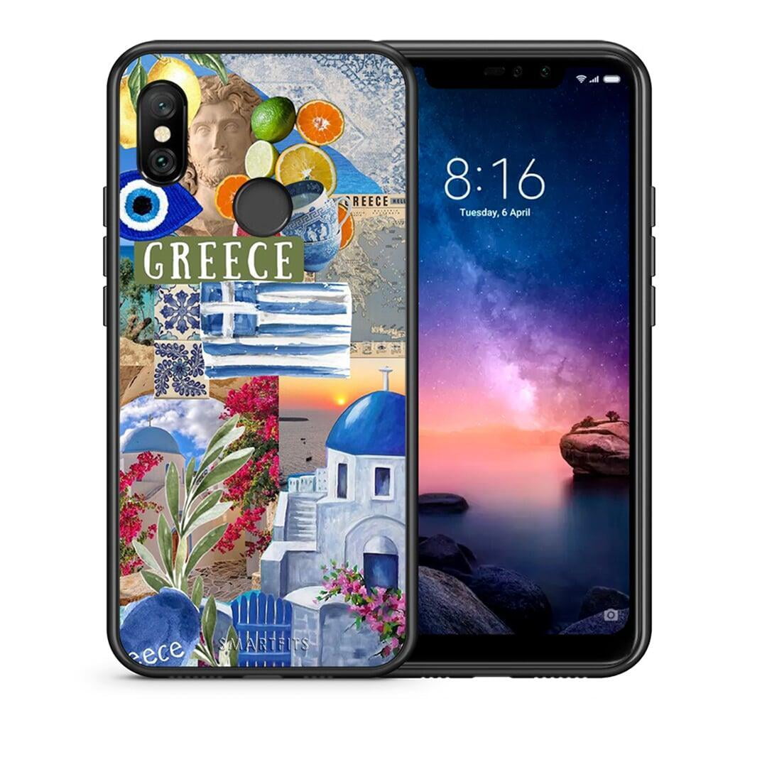 Θήκη Xiaomi Redmi Note 6 Pro All Greek από τη Smartfits με σχέδιο στο πίσω μέρος και μαύρο περίβλημα | Xiaomi Redmi Note 6 Pro All Greek case with colorful back and black bezels