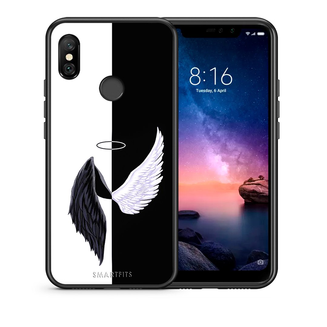 Θήκη Xiaomi Redmi Note 6 Pro Angels Demons από τη Smartfits με σχέδιο στο πίσω μέρος και μαύρο περίβλημα | Xiaomi Redmi Note 6 Pro Angels Demons case with colorful back and black bezels