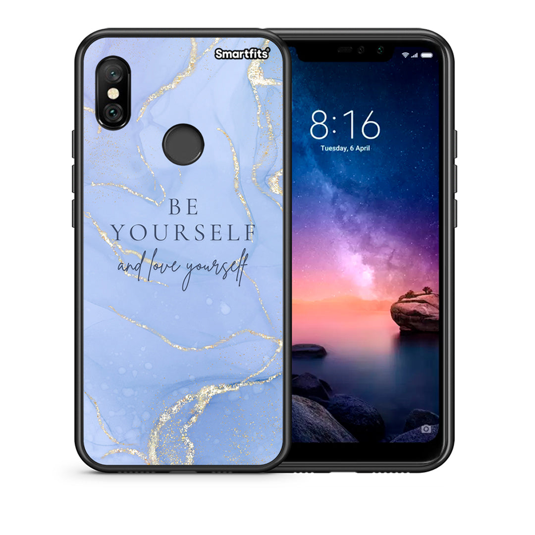 Θήκη Xiaomi Redmi Note 6 Pro Be Yourself από τη Smartfits με σχέδιο στο πίσω μέρος και μαύρο περίβλημα | Xiaomi Redmi Note 6 Pro Be Yourself case with colorful back and black bezels