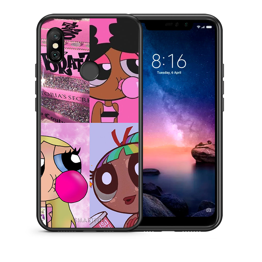 Θήκη Αγίου Βαλεντίνου Xiaomi Redmi Note 6 Pro Bubble Girls από τη Smartfits με σχέδιο στο πίσω μέρος και μαύρο περίβλημα | Xiaomi Redmi Note 6 Pro Bubble Girls case with colorful back and black bezels