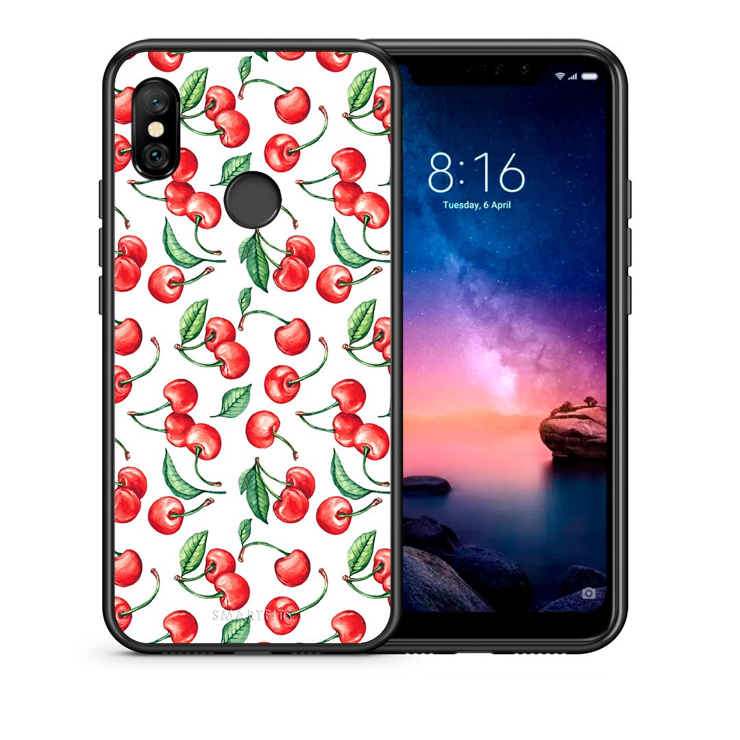 Θήκη Xiaomi Redmi Note 6 Pro Cherry Summer από τη Smartfits με σχέδιο στο πίσω μέρος και μαύρο περίβλημα | Xiaomi Redmi Note 6 Pro Cherry Summer case with colorful back and black bezels