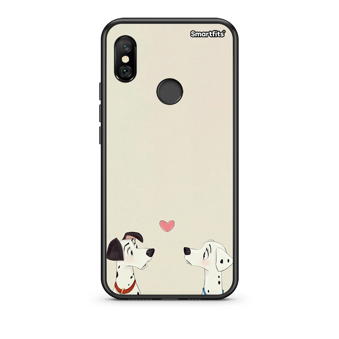 Xiaomi Redmi Note 6 Pro Dalmatians Love θήκη από τη Smartfits με σχέδιο στο πίσω μέρος και μαύρο περίβλημα | Smartphone case with colorful back and black bezels by Smartfits