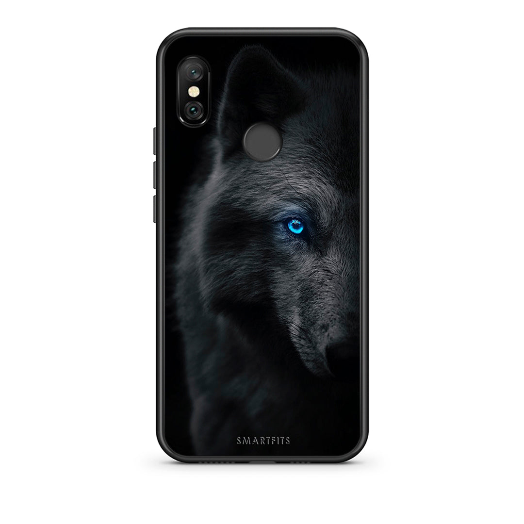 Xiaomi Redmi Note 6 Pro Dark Wolf θήκη από τη Smartfits με σχέδιο στο πίσω μέρος και μαύρο περίβλημα | Smartphone case with colorful back and black bezels by Smartfits