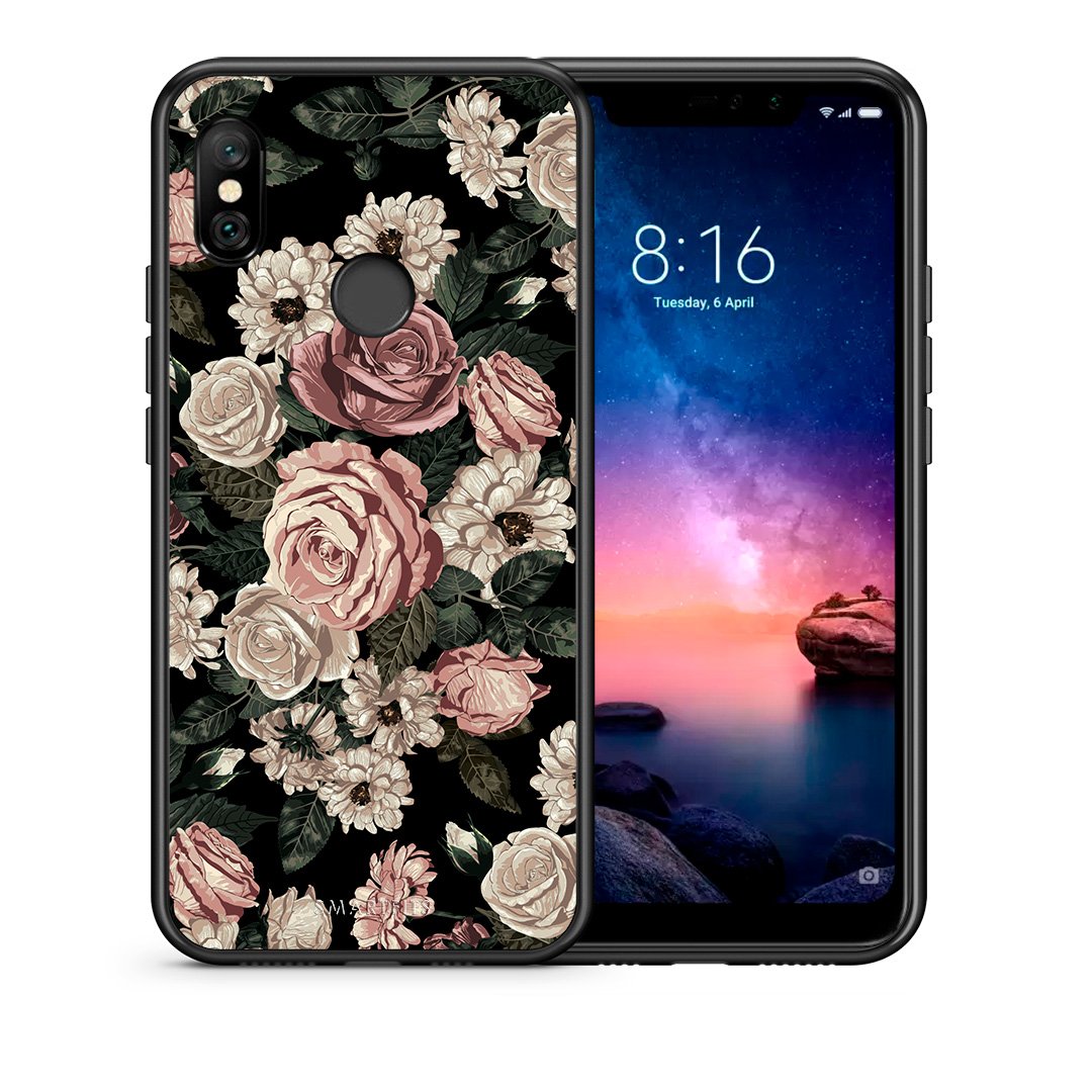 Θήκη Xiaomi Redmi Note 6 Pro Wild Roses Flower από τη Smartfits με σχέδιο στο πίσω μέρος και μαύρο περίβλημα | Xiaomi Redmi Note 6 Pro Wild Roses Flower case with colorful back and black bezels