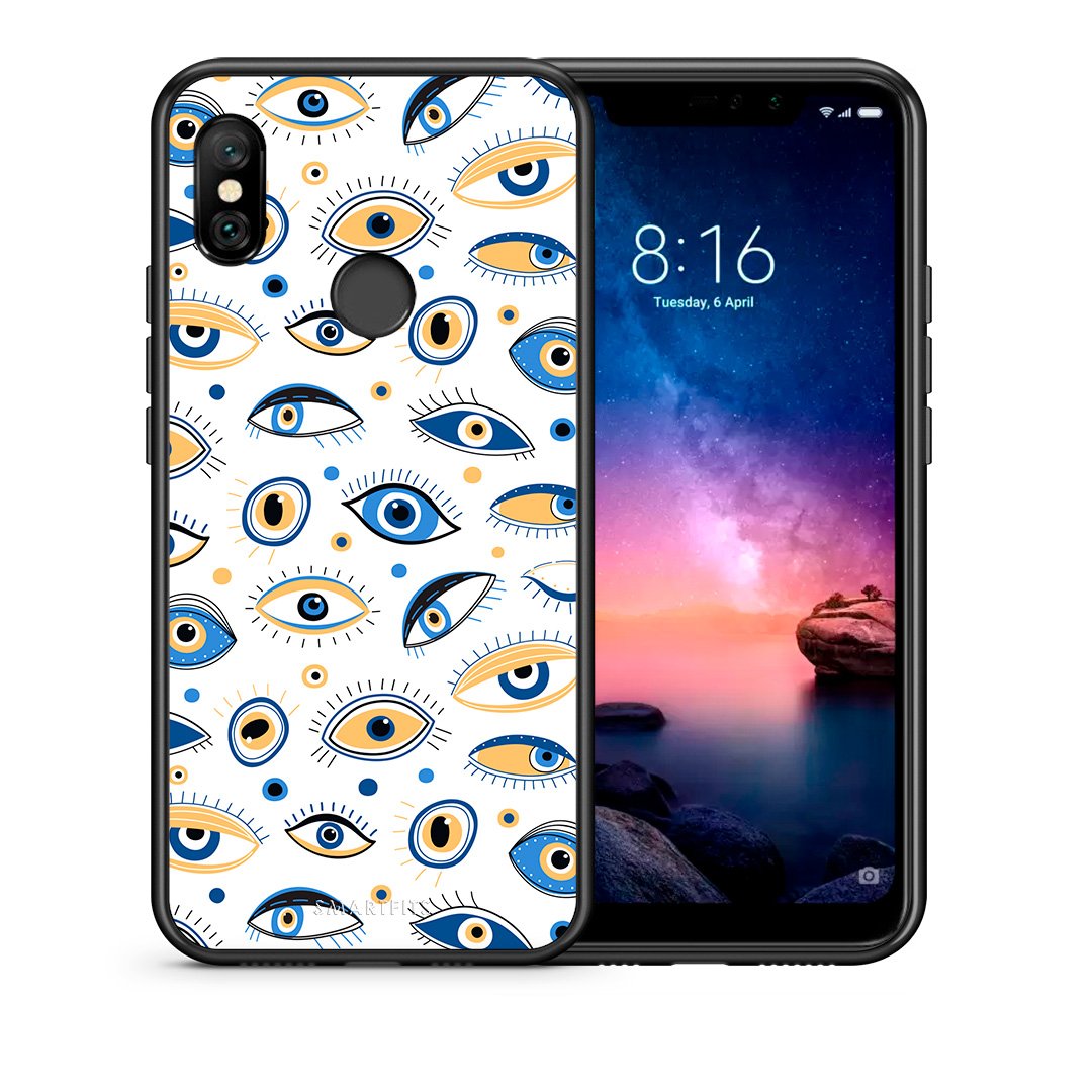 Θήκη Xiaomi Redmi Note 6 Pro Ftou Ftou από τη Smartfits με σχέδιο στο πίσω μέρος και μαύρο περίβλημα | Xiaomi Redmi Note 6 Pro Ftou Ftou case with colorful back and black bezels