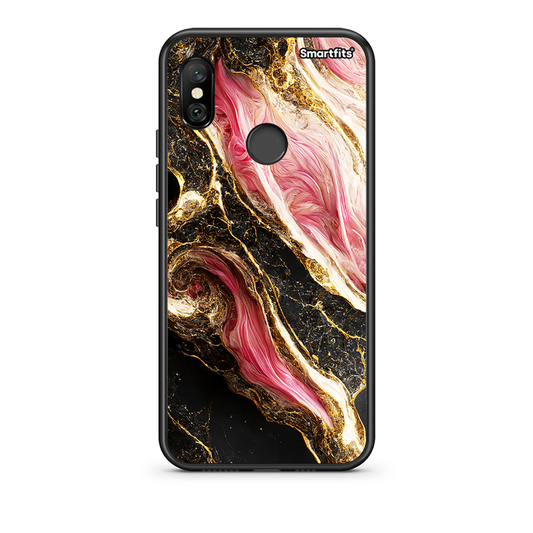 Xiaomi Redmi Note 6 Pro Glamorous Pink Marble θήκη από τη Smartfits με σχέδιο στο πίσω μέρος και μαύρο περίβλημα | Smartphone case with colorful back and black bezels by Smartfits