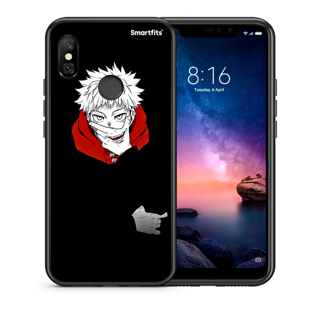 Θήκη Xiaomi Redmi Note 6 Pro Itadori Anime από τη Smartfits με σχέδιο στο πίσω μέρος και μαύρο περίβλημα | Xiaomi Redmi Note 6 Pro Itadori Anime case with colorful back and black bezels