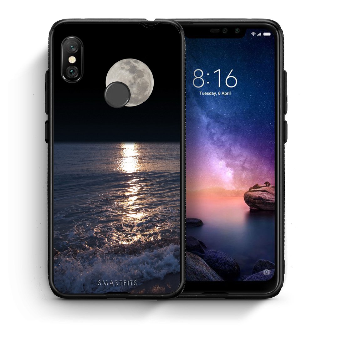 Θήκη Xiaomi Redmi Note 6 Pro Moon Landscape από τη Smartfits με σχέδιο στο πίσω μέρος και μαύρο περίβλημα | Xiaomi Redmi Note 6 Pro Moon Landscape case with colorful back and black bezels