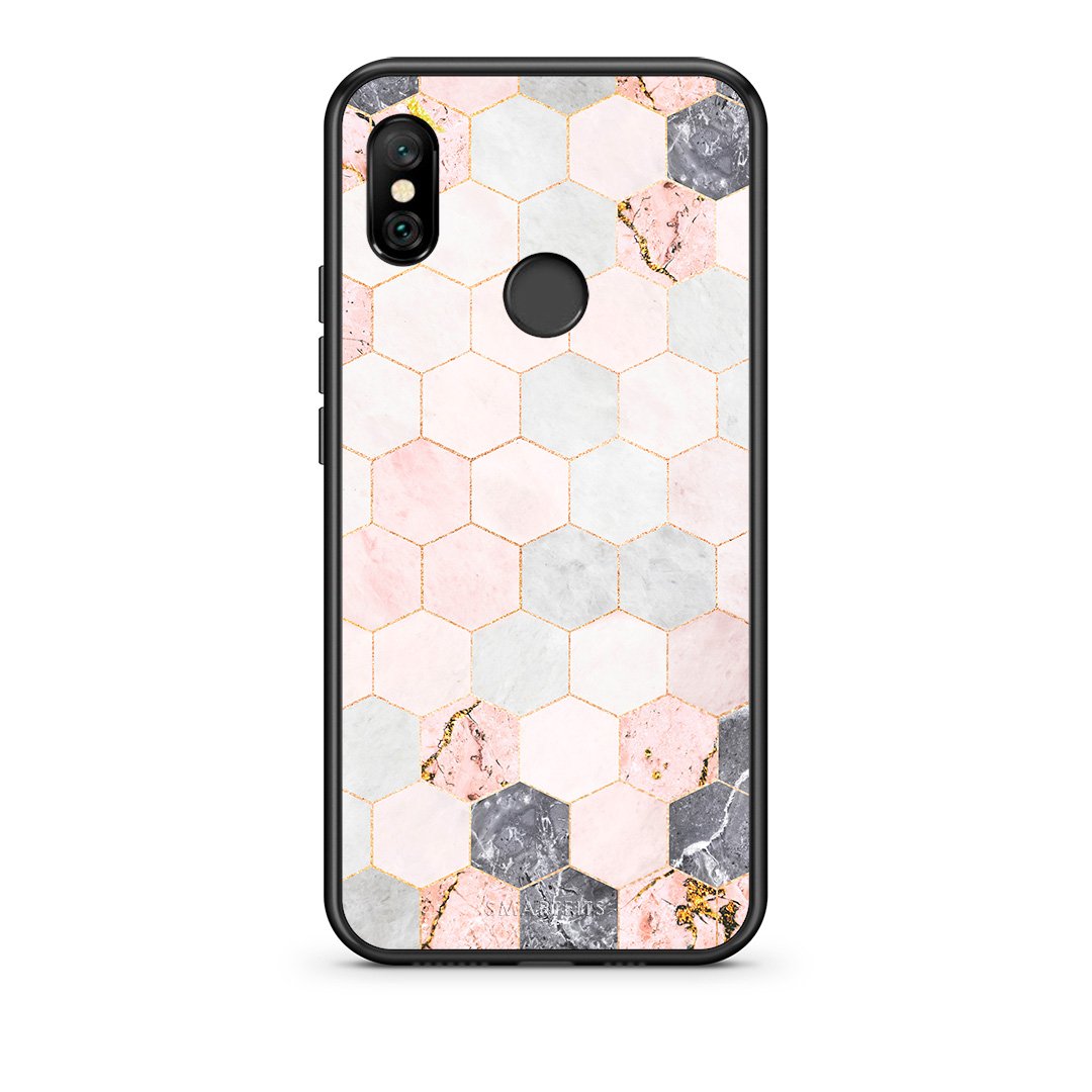 4 - Xiaomi Redmi Note 6 Pro Hexagon Pink Marble case, cover, bumper