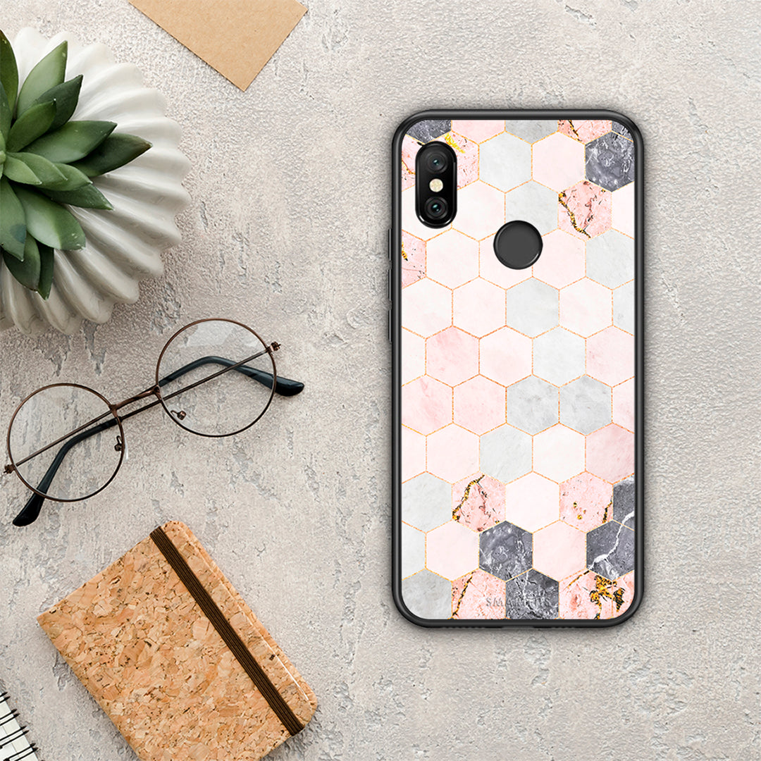 Marble Hexagon Pink - Xiaomi Redmi Note 6 Pro case