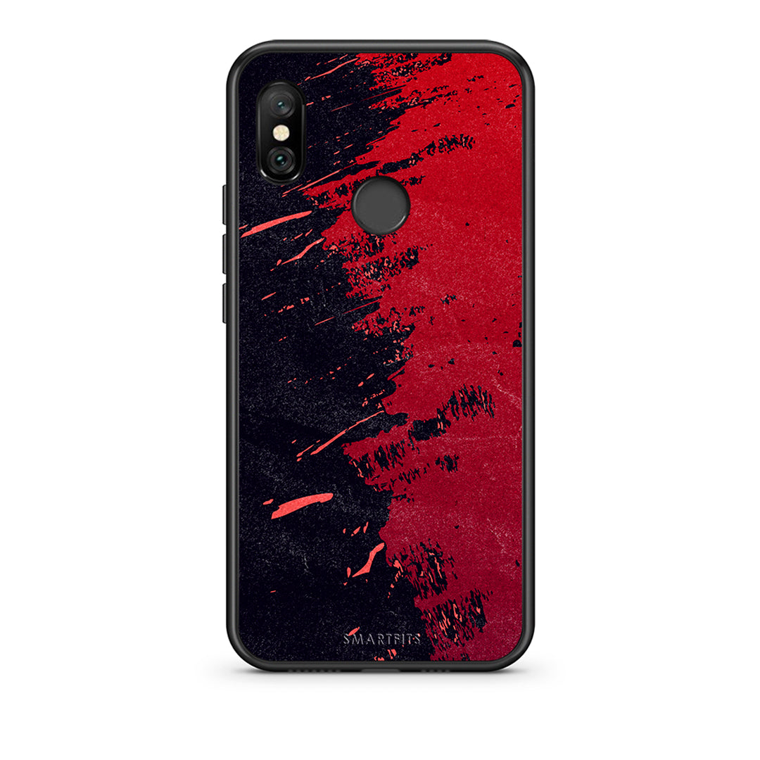 Xiaomi Redmi Note 6 Pro Red Paint Θήκη Αγίου Βαλεντίνου από τη Smartfits με σχέδιο στο πίσω μέρος και μαύρο περίβλημα | Smartphone case with colorful back and black bezels by Smartfits