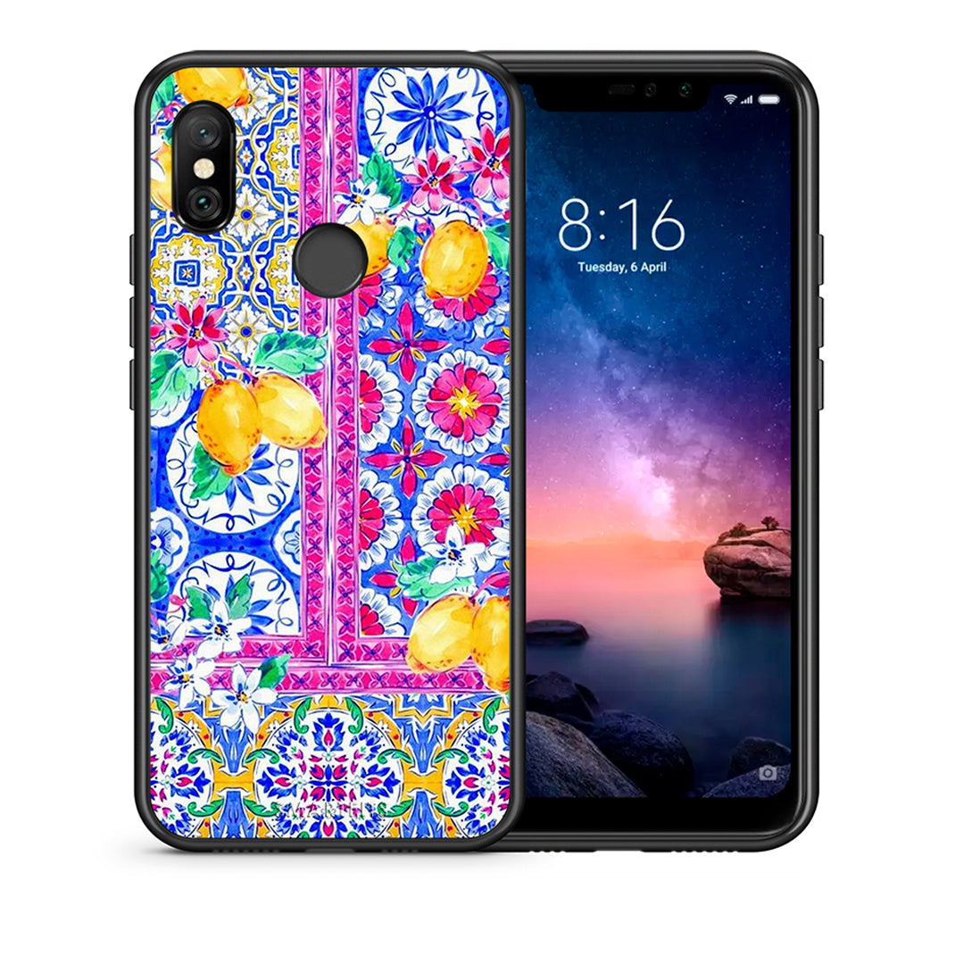 Θήκη Xiaomi Redmi Note 6 Pro Retro Spring από τη Smartfits με σχέδιο στο πίσω μέρος και μαύρο περίβλημα | Xiaomi Redmi Note 6 Pro Retro Spring case with colorful back and black bezels