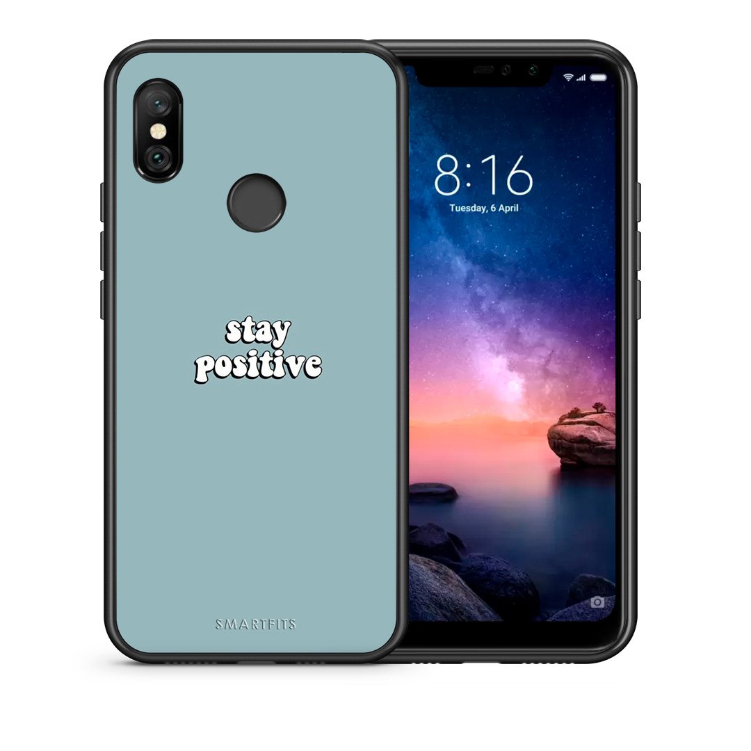 Θήκη Xiaomi Redmi Note 6 Pro Positive Text από τη Smartfits με σχέδιο στο πίσω μέρος και μαύρο περίβλημα | Xiaomi Redmi Note 6 Pro Positive Text case with colorful back and black bezels