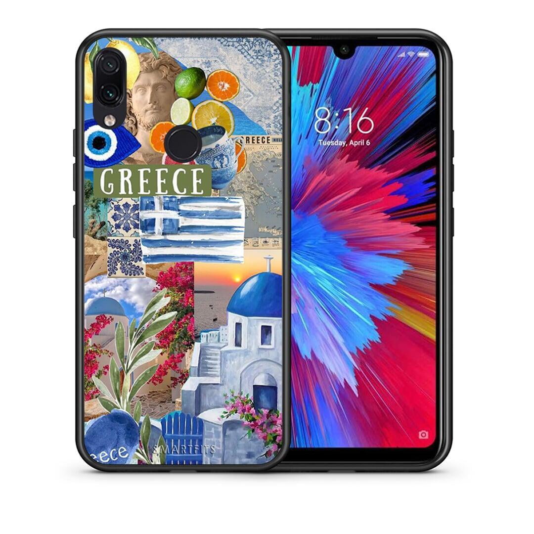 Θήκη Xiaomi Redmi Note 7 All Greek από τη Smartfits με σχέδιο στο πίσω μέρος και μαύρο περίβλημα | Xiaomi Redmi Note 7 All Greek case with colorful back and black bezels