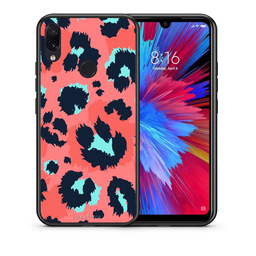 Θήκη Xiaomi Redmi Note 7 Pink Leopard Animal από τη Smartfits με σχέδιο στο πίσω μέρος και μαύρο περίβλημα | Xiaomi Redmi Note 7 Pink Leopard Animal case with colorful back and black bezels