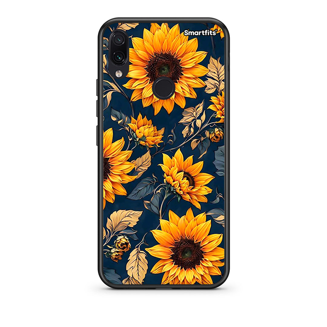 Xiaomi Redmi Note 7 Autumn Sunflowers Θήκη από τη Smartfits με σχέδιο στο πίσω μέρος και μαύρο περίβλημα | Smartphone case with colorful back and black bezels by Smartfits