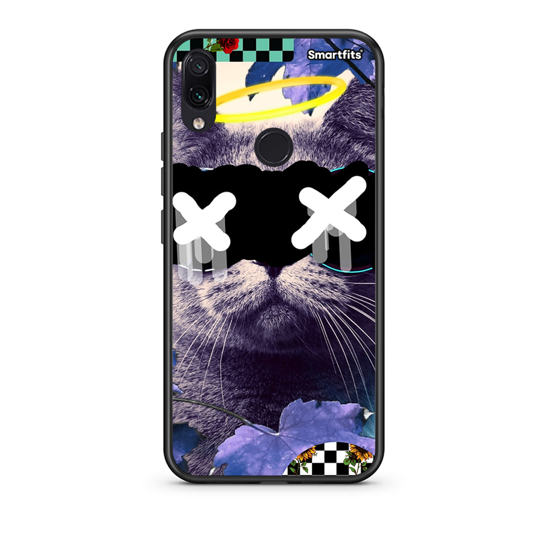 Xiaomi Redmi Note 7 Cat Collage θήκη από τη Smartfits με σχέδιο στο πίσω μέρος και μαύρο περίβλημα | Smartphone case with colorful back and black bezels by Smartfits