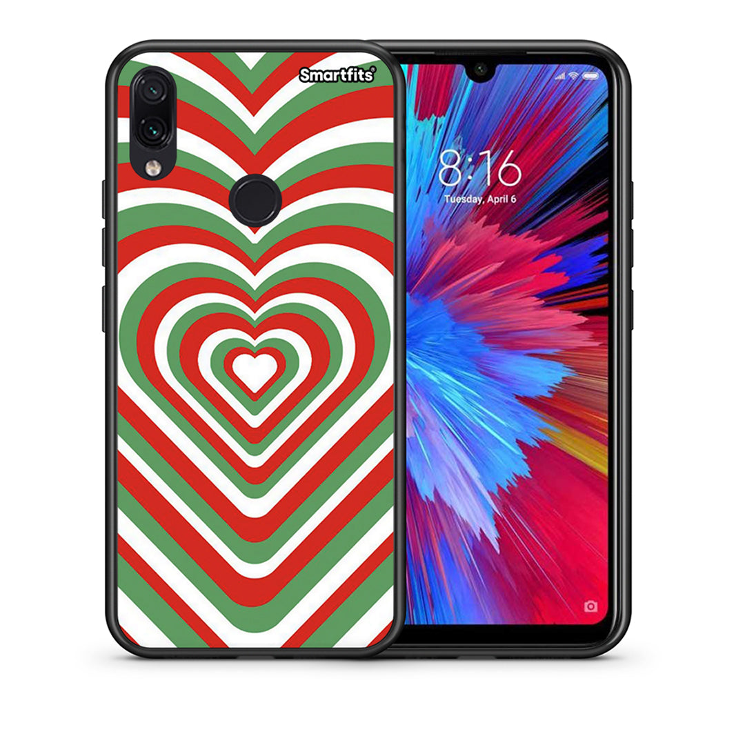 Θήκη Xiaomi Redmi Note 7 Christmas Hearts από τη Smartfits με σχέδιο στο πίσω μέρος και μαύρο περίβλημα | Xiaomi Redmi Note 7 Christmas Hearts case with colorful back and black bezels