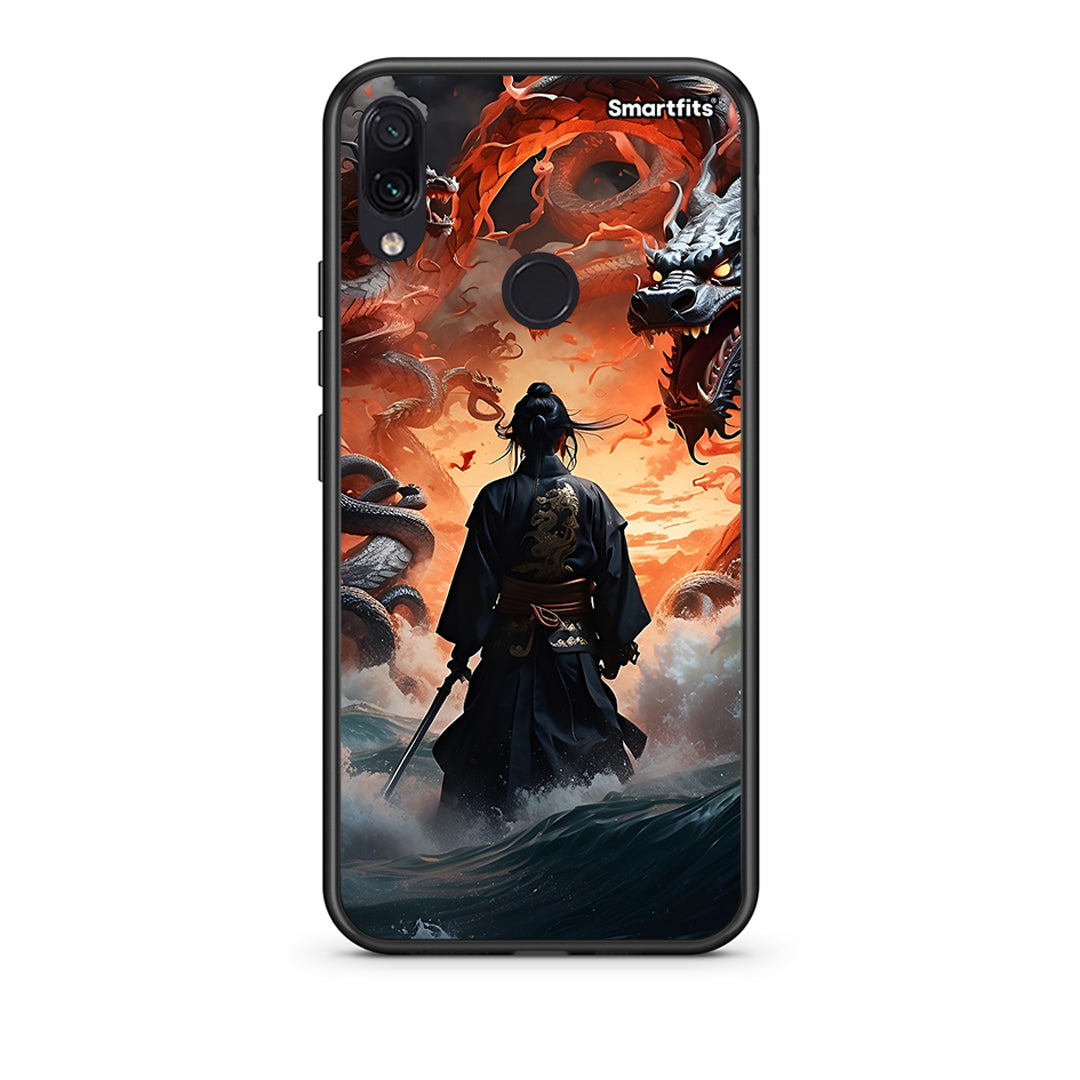 Xiaomi Redmi Note 7 Dragons Fight θήκη από τη Smartfits με σχέδιο στο πίσω μέρος και μαύρο περίβλημα | Smartphone case with colorful back and black bezels by Smartfits