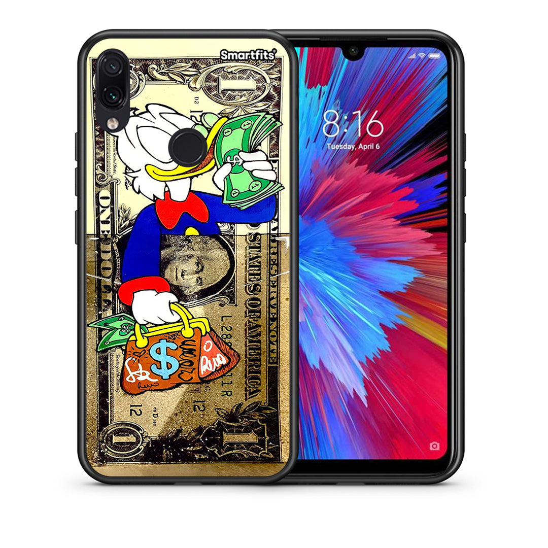 Θήκη Xiaomi Redmi Note 7 Duck Money από τη Smartfits με σχέδιο στο πίσω μέρος και μαύρο περίβλημα | Xiaomi Redmi Note 7 Duck Money case with colorful back and black bezels