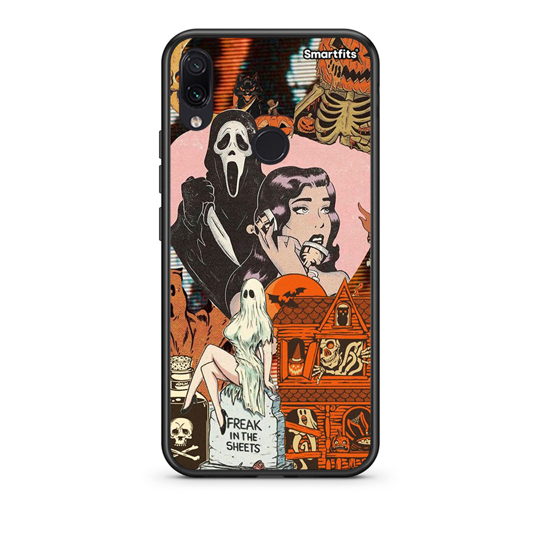 Xiaomi Redmi Note 7 Halloween Collage Θήκη από τη Smartfits με σχέδιο στο πίσω μέρος και μαύρο περίβλημα | Smartphone case with colorful back and black bezels by Smartfits