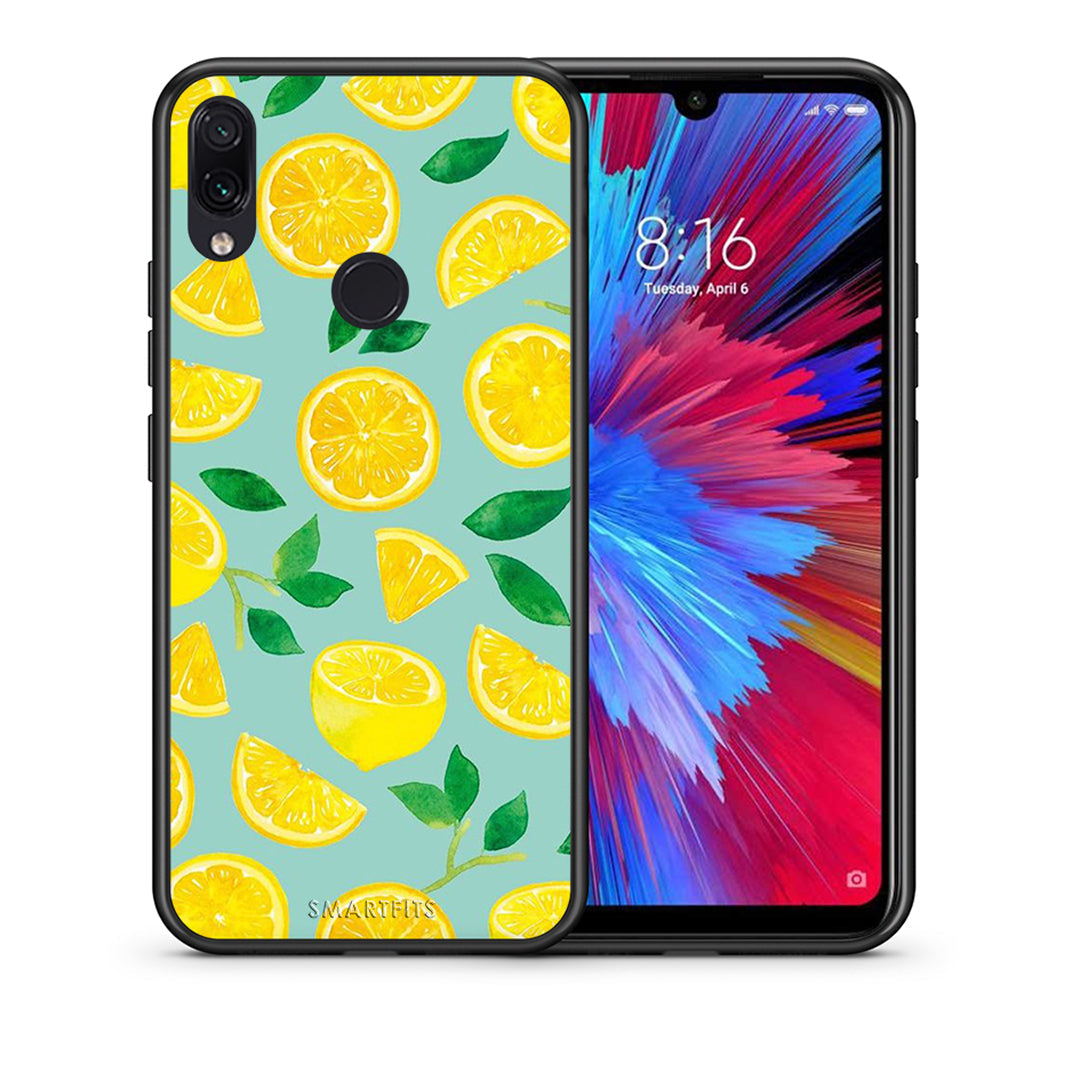 Θήκη Xiaomi Redmi Note 7 Lemons από τη Smartfits με σχέδιο στο πίσω μέρος και μαύρο περίβλημα | Xiaomi Redmi Note 7 Lemons case with colorful back and black bezels