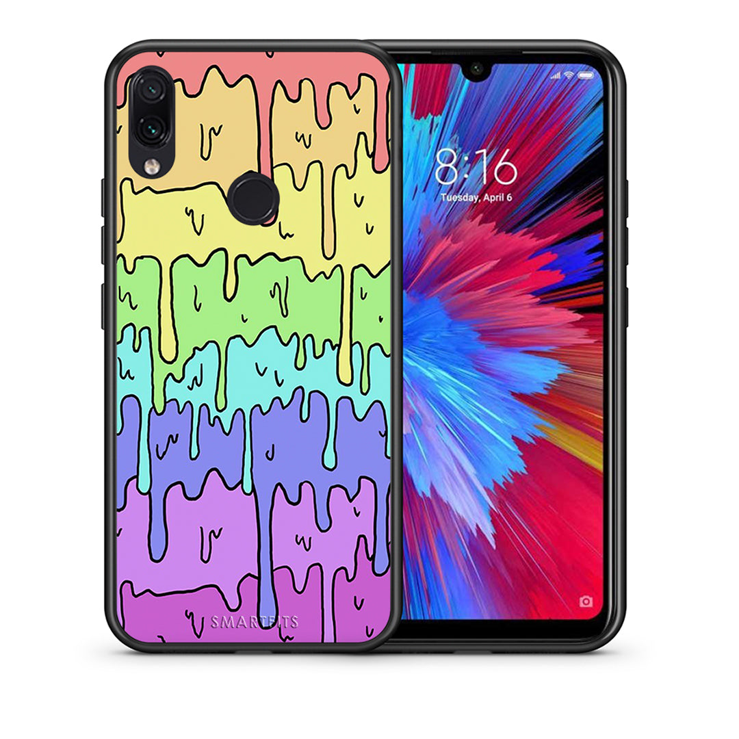 Θήκη Xiaomi Redmi Note 7 Melting Rainbow από τη Smartfits με σχέδιο στο πίσω μέρος και μαύρο περίβλημα | Xiaomi Redmi Note 7 Melting Rainbow case with colorful back and black bezels