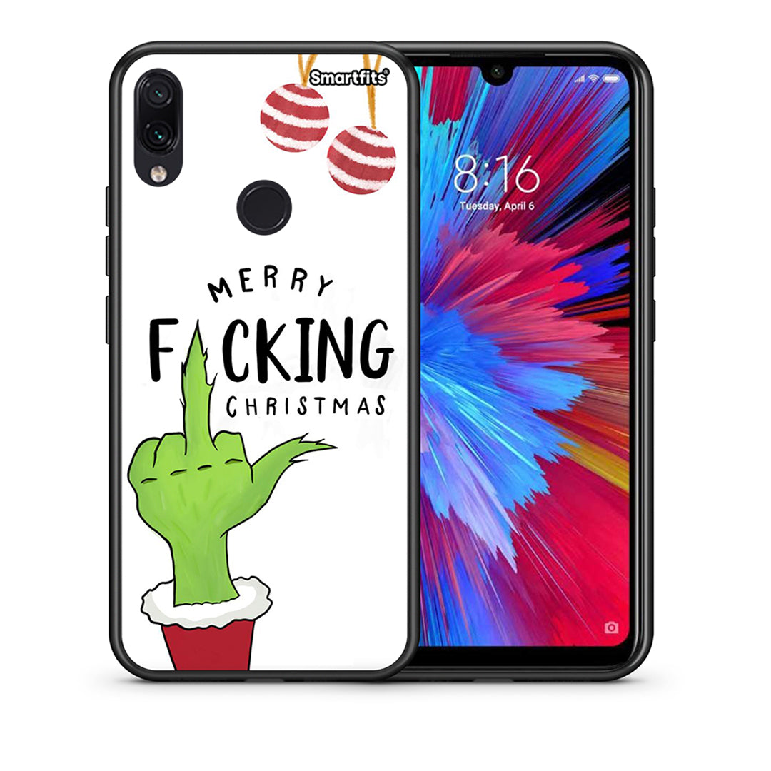 Θήκη Xiaomi Redmi Note 7 Merry F Xmas από τη Smartfits με σχέδιο στο πίσω μέρος και μαύρο περίβλημα | Xiaomi Redmi Note 7 Merry F Xmas case with colorful back and black bezels