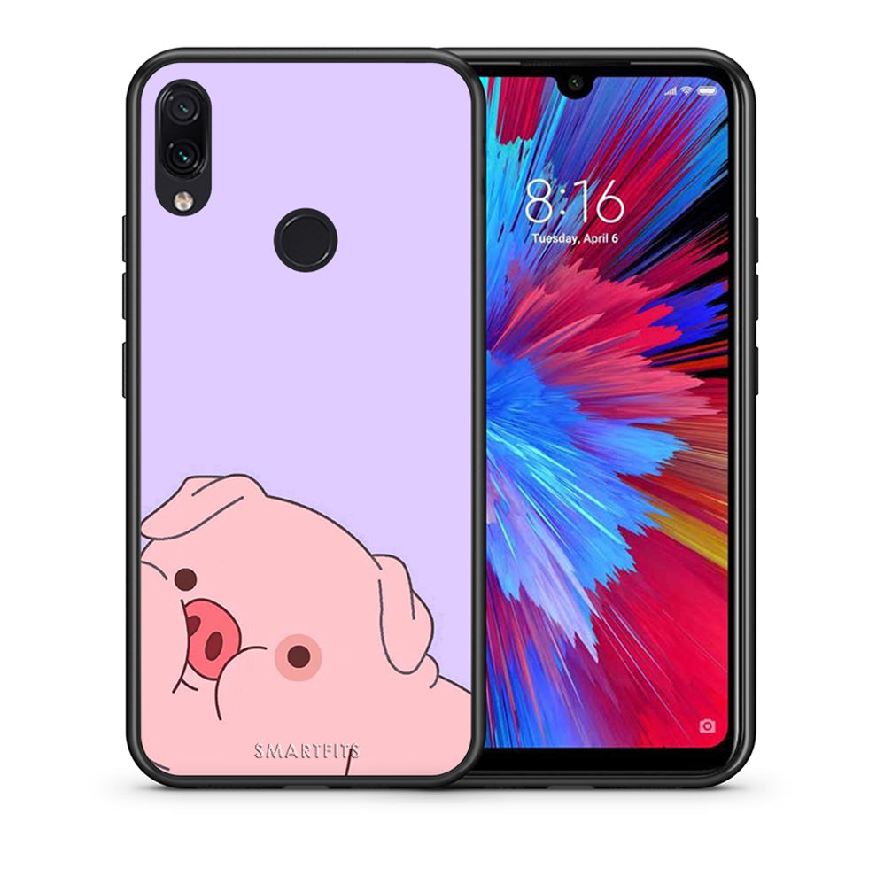 Θήκη Αγίου Βαλεντίνου Xiaomi Redmi Note 7 Pig Love 2 από τη Smartfits με σχέδιο στο πίσω μέρος και μαύρο περίβλημα | Xiaomi Redmi Note 7 Pig Love 2 case with colorful back and black bezels