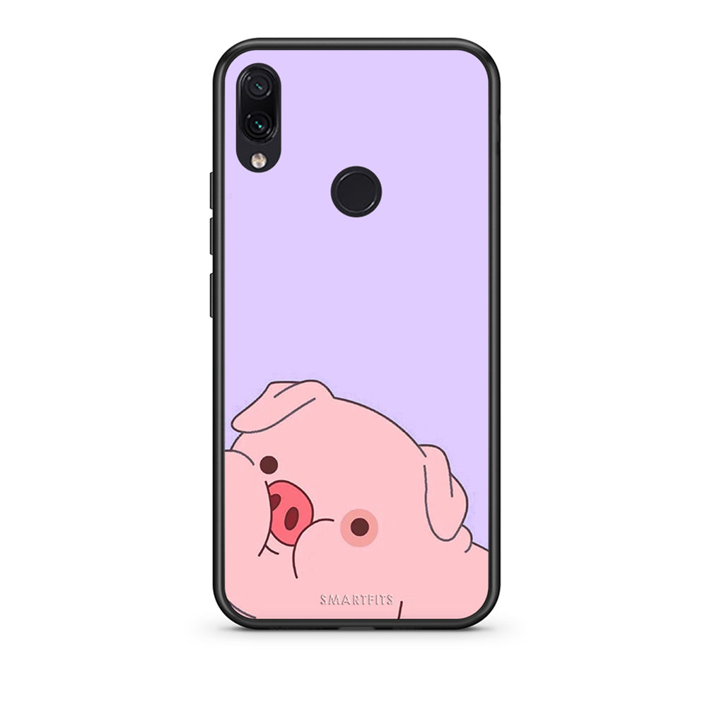 Xiaomi Redmi Note 7 Pig Love 2 Θήκη Αγίου Βαλεντίνου από τη Smartfits με σχέδιο στο πίσω μέρος και μαύρο περίβλημα | Smartphone case with colorful back and black bezels by Smartfits