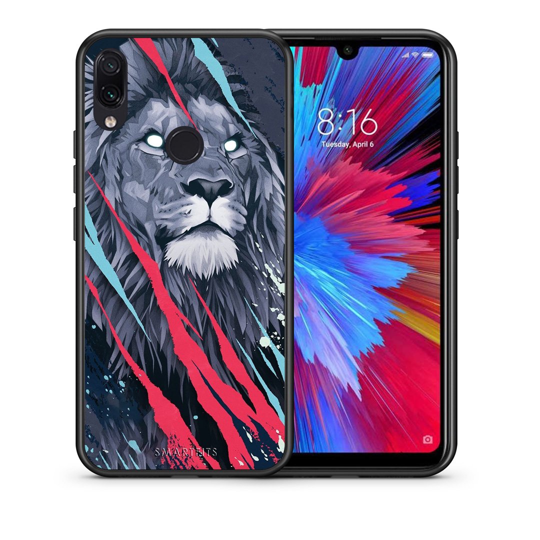 Θήκη Xiaomi Redmi Note 7 Lion Designer PopArt από τη Smartfits με σχέδιο στο πίσω μέρος και μαύρο περίβλημα | Xiaomi Redmi Note 7 Lion Designer PopArt case with colorful back and black bezels