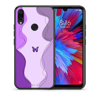 Thumbnail for Θήκη Αγίου Βαλεντίνου Xiaomi Redmi Note 7 Purple Mariposa από τη Smartfits με σχέδιο στο πίσω μέρος και μαύρο περίβλημα | Xiaomi Redmi Note 7 Purple Mariposa case with colorful back and black bezels