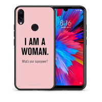 Thumbnail for Θήκη Xiaomi Redmi Note 7 Superpower Woman από τη Smartfits με σχέδιο στο πίσω μέρος και μαύρο περίβλημα | Xiaomi Redmi Note 7 Superpower Woman case with colorful back and black bezels