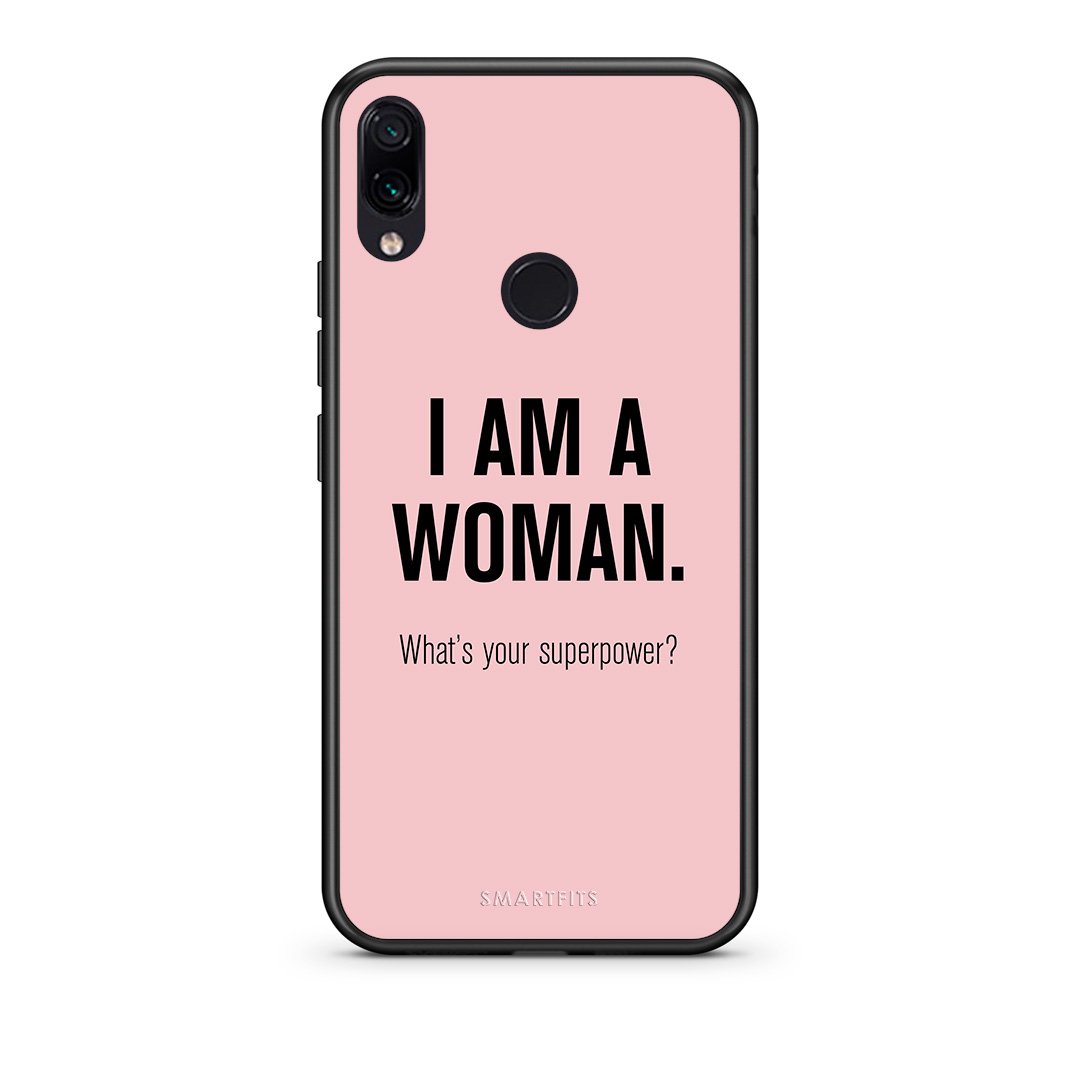 Xiaomi Redmi Note 7 Superpower Woman θήκη από τη Smartfits με σχέδιο στο πίσω μέρος και μαύρο περίβλημα | Smartphone case with colorful back and black bezels by Smartfits