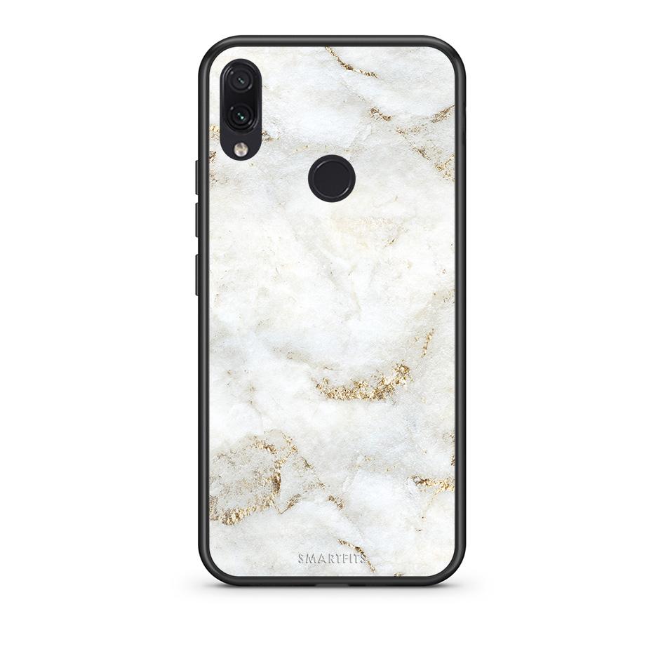 Xiaomi Redmi Note 7 White Gold Marble θήκη από τη Smartfits με σχέδιο στο πίσω μέρος και μαύρο περίβλημα | Smartphone case with colorful back and black bezels by Smartfits