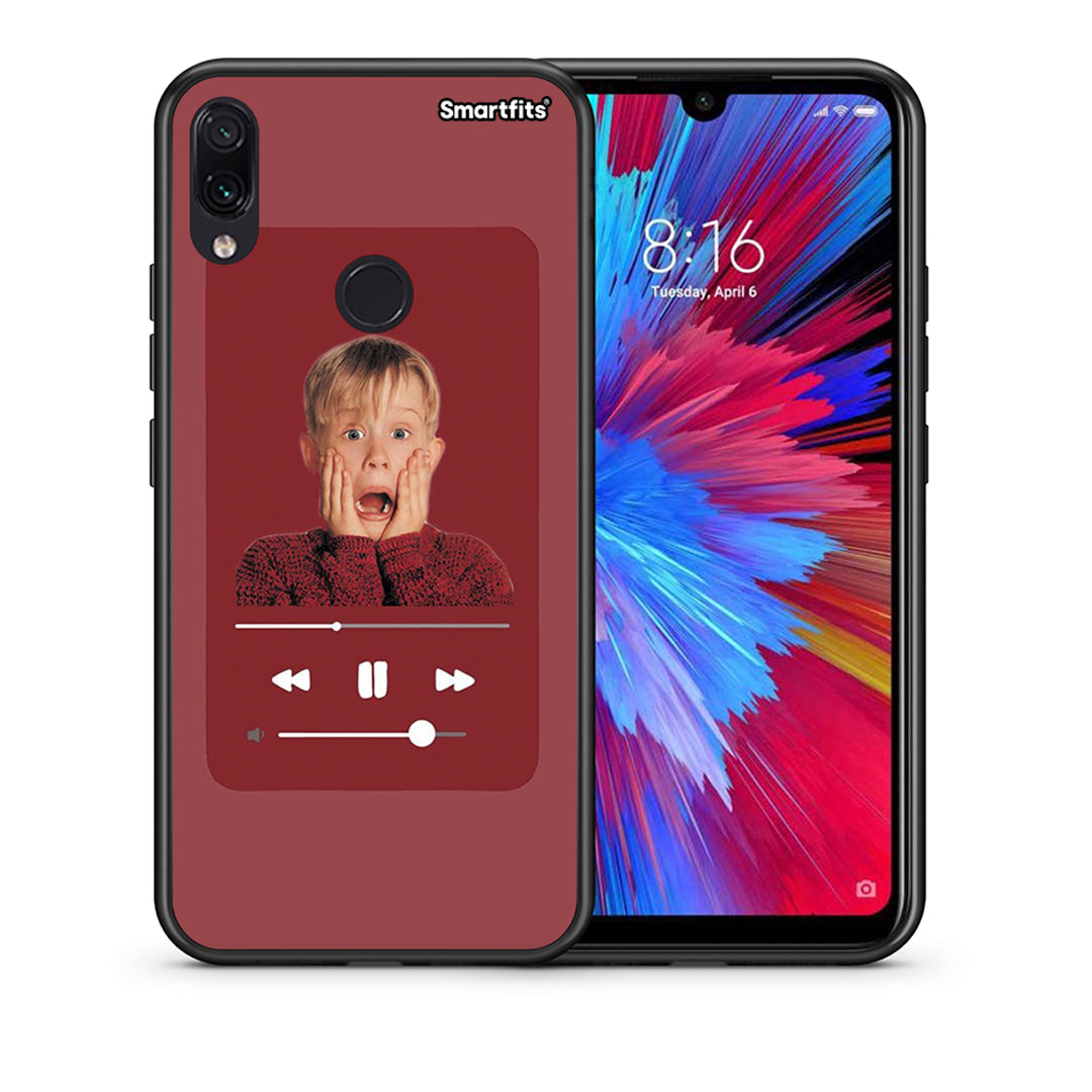 Θήκη Xiaomi Redmi Note 7 Xmas Alone Music από τη Smartfits με σχέδιο στο πίσω μέρος και μαύρο περίβλημα | Xiaomi Redmi Note 7 Xmas Alone Music case with colorful back and black bezels