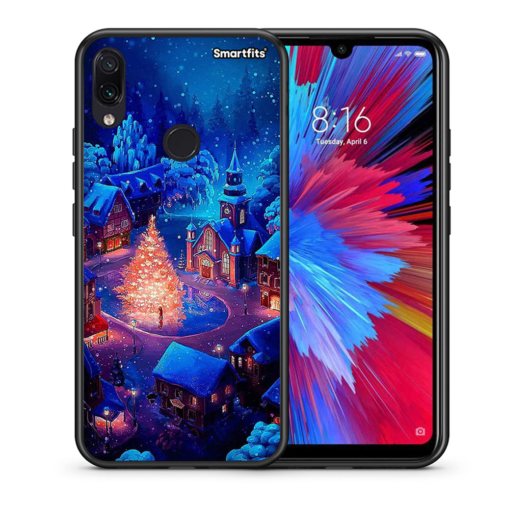 Θήκη Xiaomi Redmi Note 7 Xmas Village από τη Smartfits με σχέδιο στο πίσω μέρος και μαύρο περίβλημα | Xiaomi Redmi Note 7 Xmas Village case with colorful back and black bezels