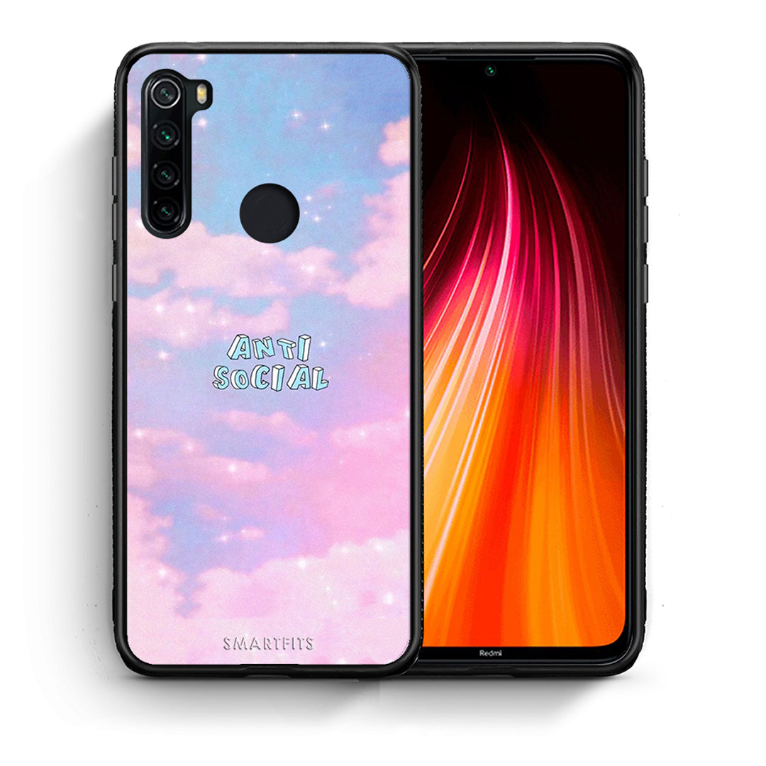 Θήκη Αγίου Βαλεντίνου Xiaomi Redmi Note 8 Anti Social από τη Smartfits με σχέδιο στο πίσω μέρος και μαύρο περίβλημα | Xiaomi Redmi Note 8 Anti Social case with colorful back and black bezels