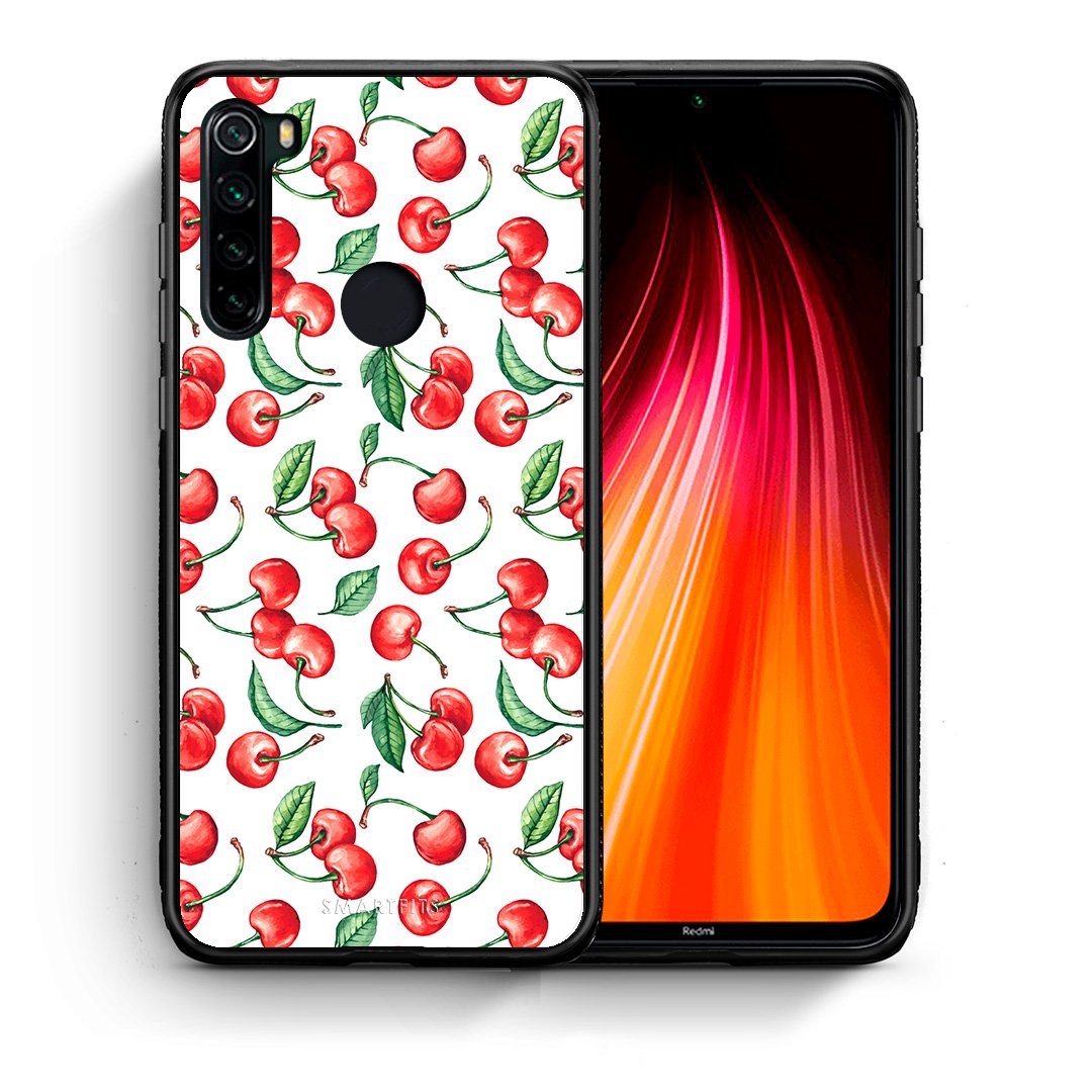 Θήκη Xiaomi Redmi Note 8 Cherry Summer από τη Smartfits με σχέδιο στο πίσω μέρος και μαύρο περίβλημα | Xiaomi Redmi Note 8 Cherry Summer case with colorful back and black bezels