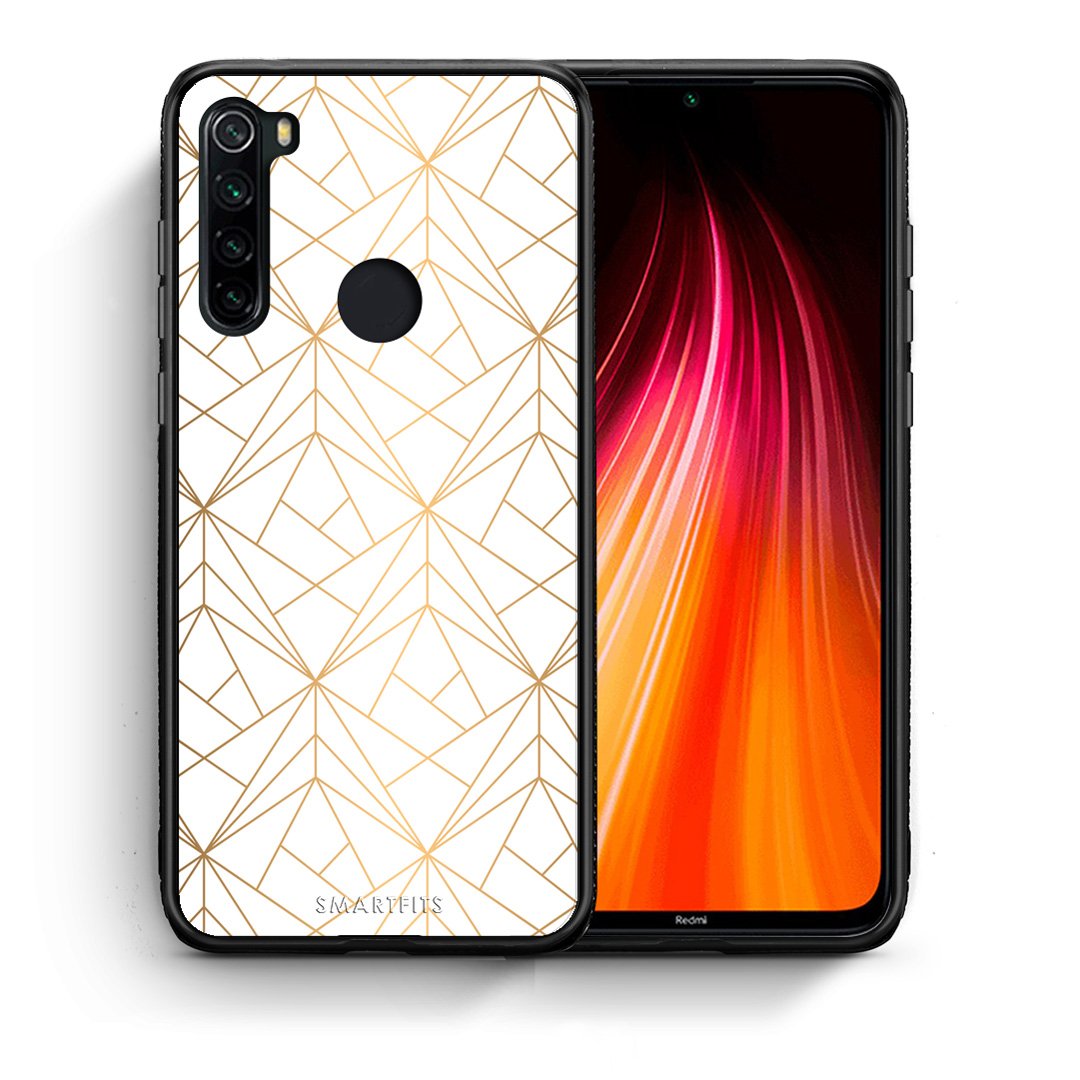 Θήκη Xiaomi Redmi Note 8 Luxury White Geometric από τη Smartfits με σχέδιο στο πίσω μέρος και μαύρο περίβλημα | Xiaomi Redmi Note 8 Luxury White Geometric case with colorful back and black bezels