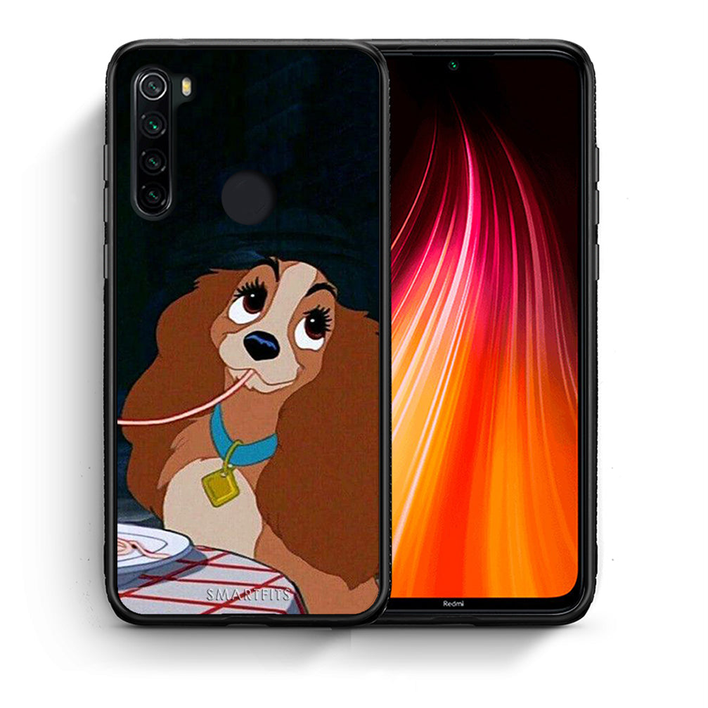 Θήκη Αγίου Βαλεντίνου Xiaomi Redmi Note 8 Lady And Tramp 2 από τη Smartfits με σχέδιο στο πίσω μέρος και μαύρο περίβλημα | Xiaomi Redmi Note 8 Lady And Tramp 2 case with colorful back and black bezels