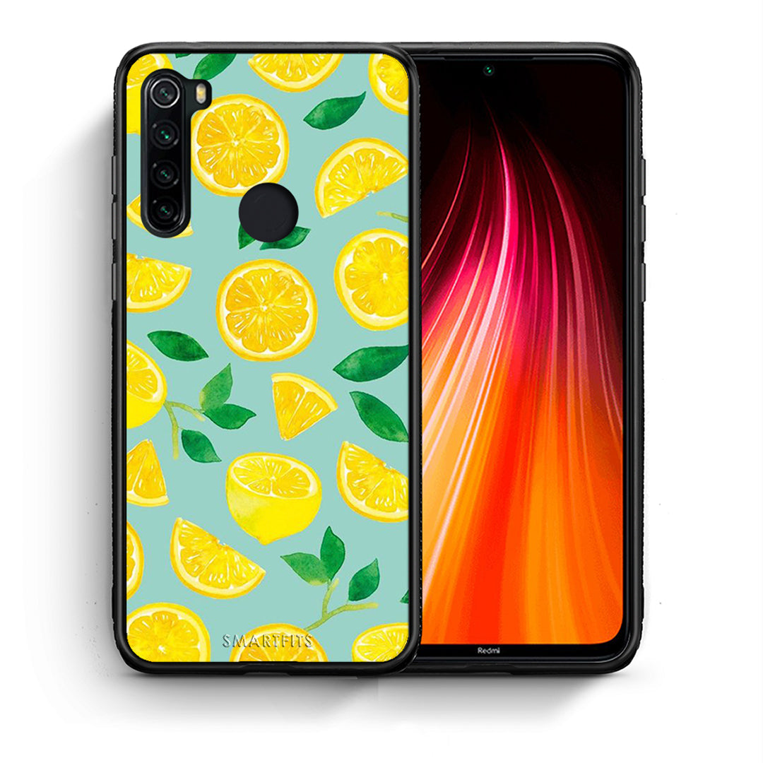 Θήκη Xiaomi Redmi Note 8 Lemons από τη Smartfits με σχέδιο στο πίσω μέρος και μαύρο περίβλημα | Xiaomi Redmi Note 8 Lemons case with colorful back and black bezels