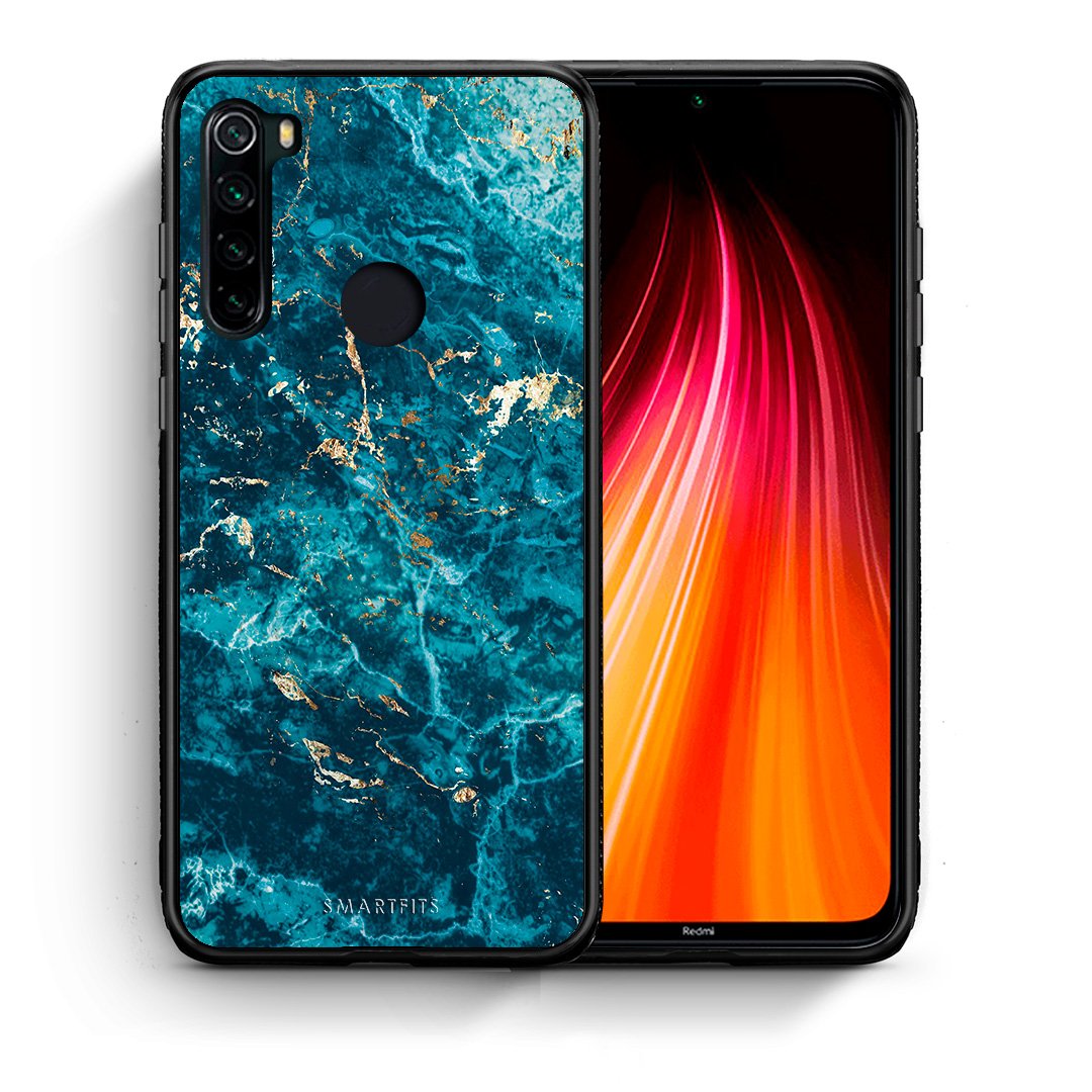 Θήκη Xiaomi Redmi Note 8 Marble Blue από τη Smartfits με σχέδιο στο πίσω μέρος και μαύρο περίβλημα | Xiaomi Redmi Note 8 Marble Blue case with colorful back and black bezels