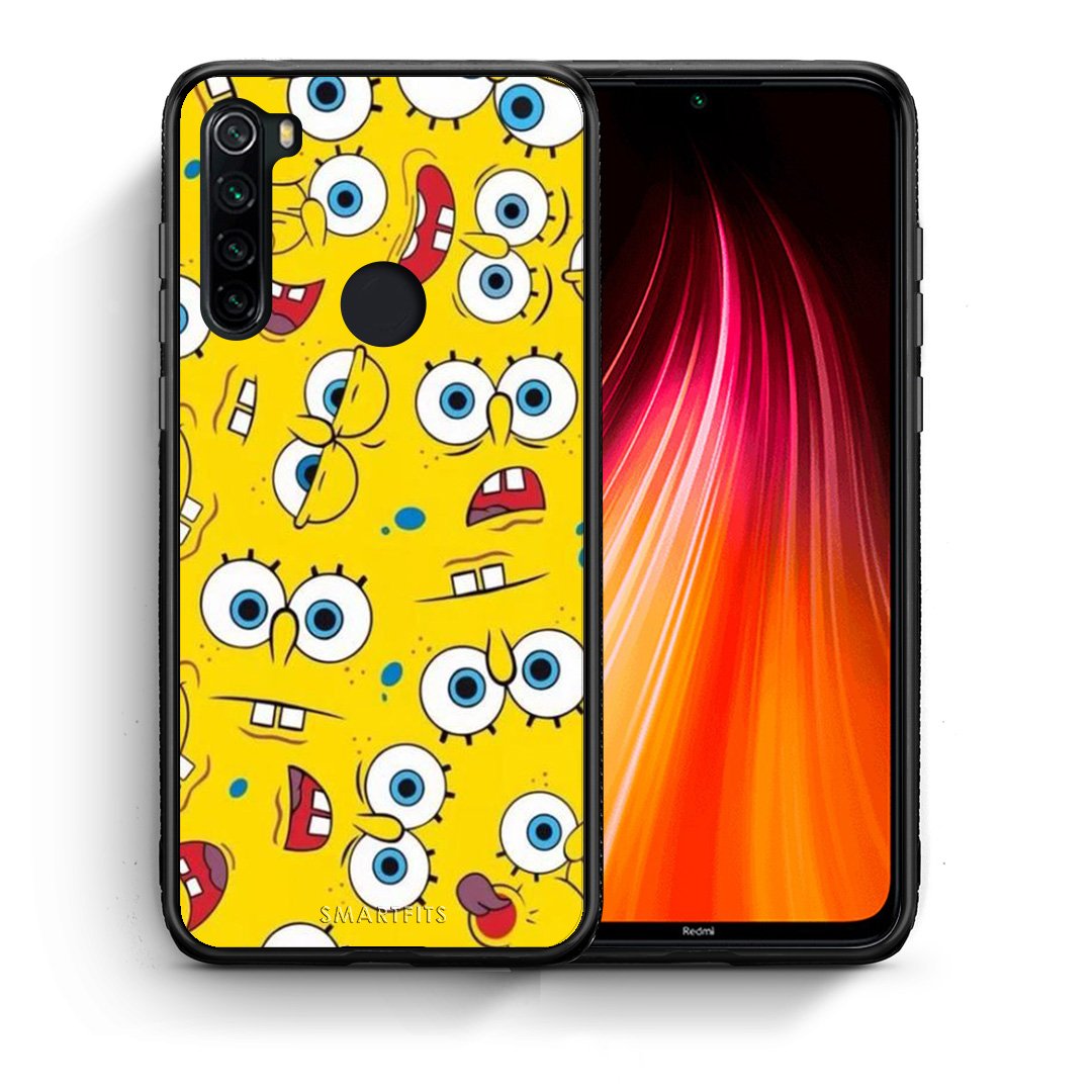Θήκη Xiaomi Redmi Note 8 Sponge PopArt από τη Smartfits με σχέδιο στο πίσω μέρος και μαύρο περίβλημα | Xiaomi Redmi Note 8 Sponge PopArt case with colorful back and black bezels